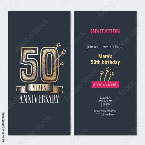 50 years anniversary invitation vector