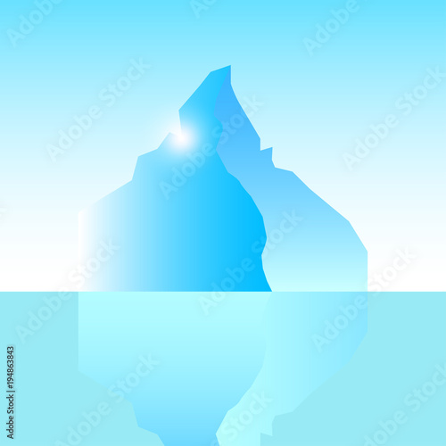 Simple blue iceberg in the middle of the ocean