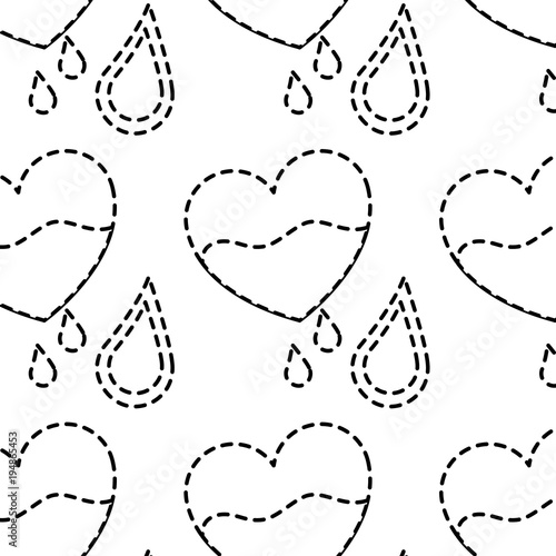seamless pattern heart blood drops healthcare vector illustration