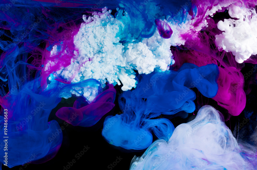 Abstraction of multicolored paints in water