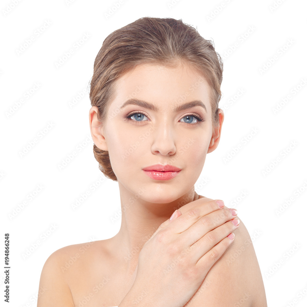 Young beautiful woman face portrait with healthy skin. Young beautiful woman face portrait with healthy skin.