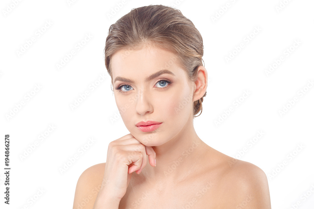 Young beautiful woman face portrait with healthy skin. Young beautiful woman face portrait with healthy skin.