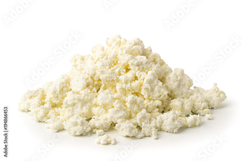 Bunch of cottage cheese on a white