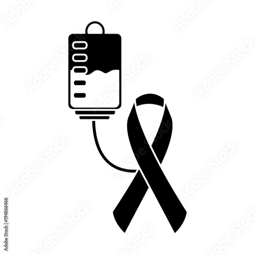 hemophilia plastic blood bag ribbon care vector illustration black and white design