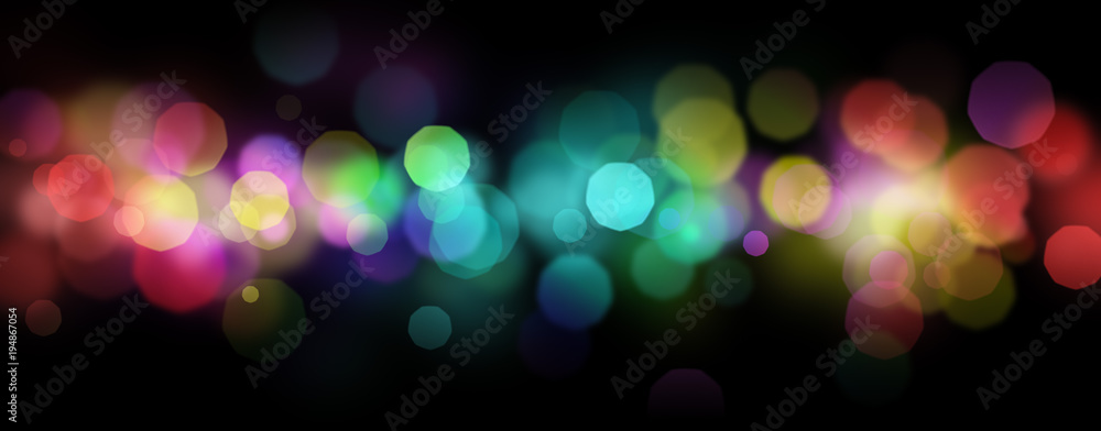 Rainbow colored shiny defocused abstract light bokeh background