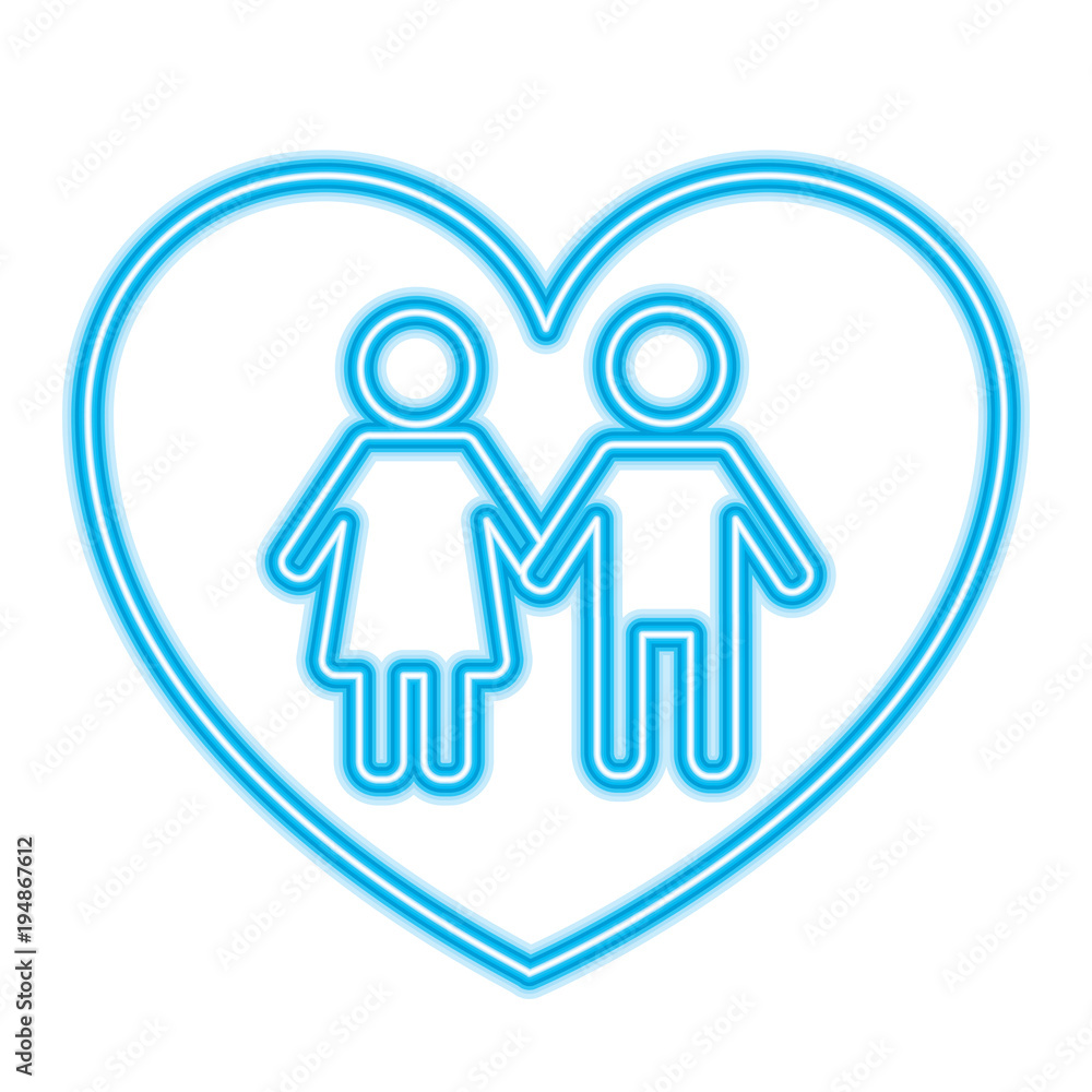 couple holds hand inside heart medical concept vector illustration neon blue design couple holds hand inside heart medical concept vector illustration neon blue design