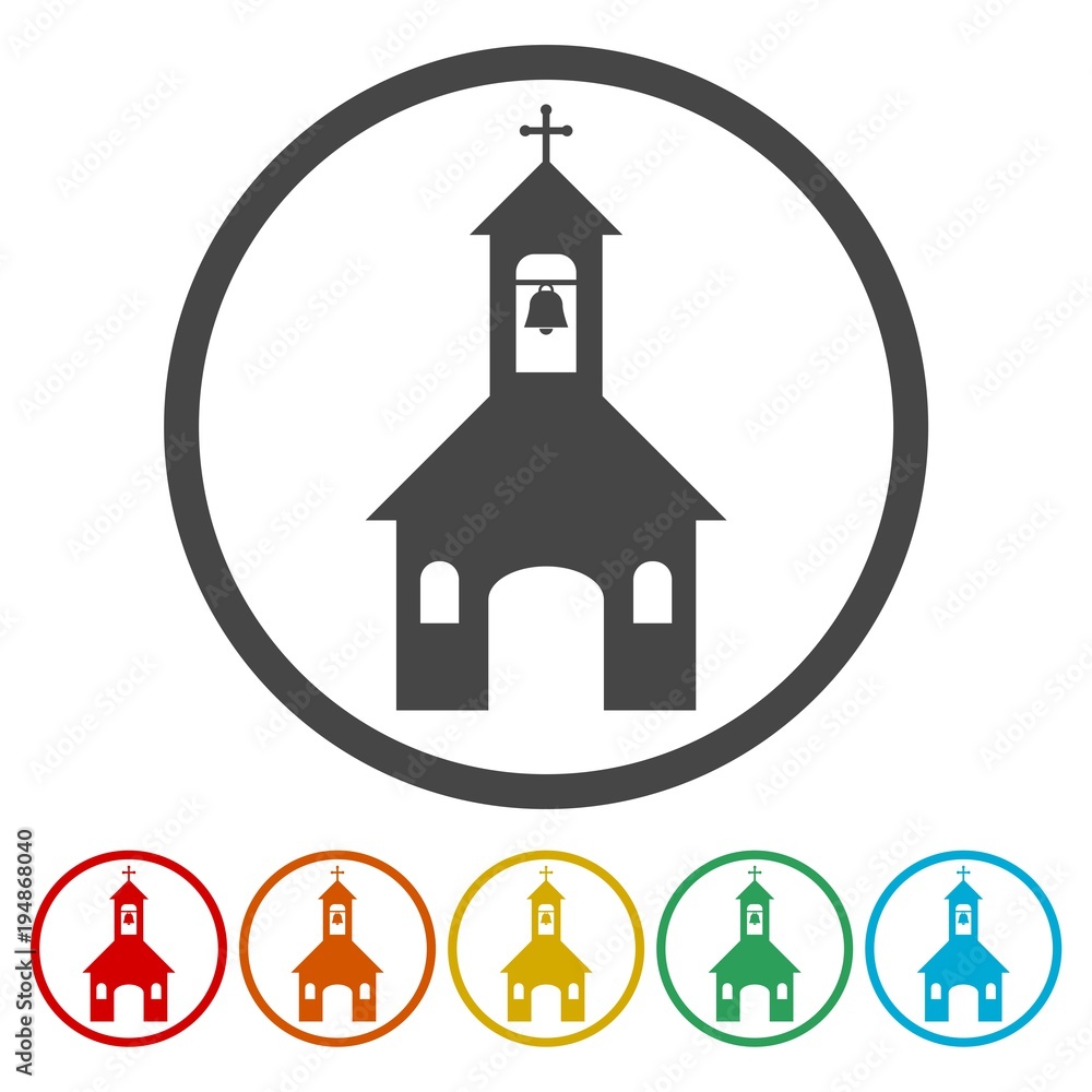 Church on white background - Illustration, 6 Colors Included Church on white background - Illustration, 6 Colors Included