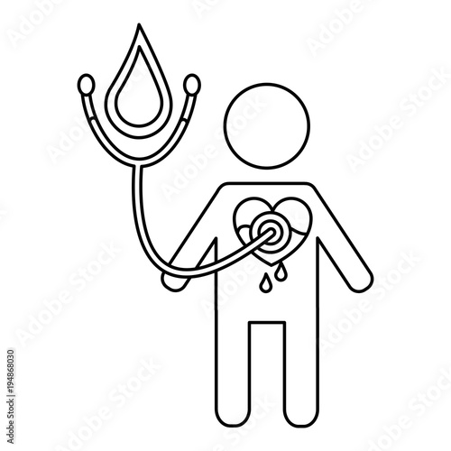 man stethoscope heart blood medical hemophilia vector illustration