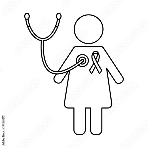 female with stethoscope and ribbon pport healthcare vector illustration