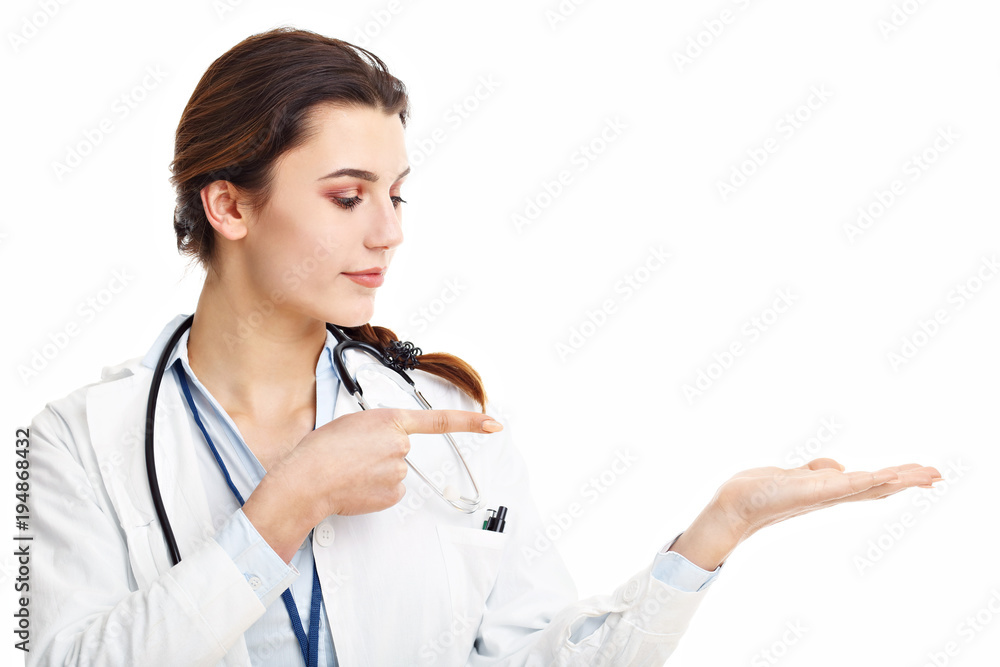 Woman doctor isolated over white background Woman doctor isolated over white background