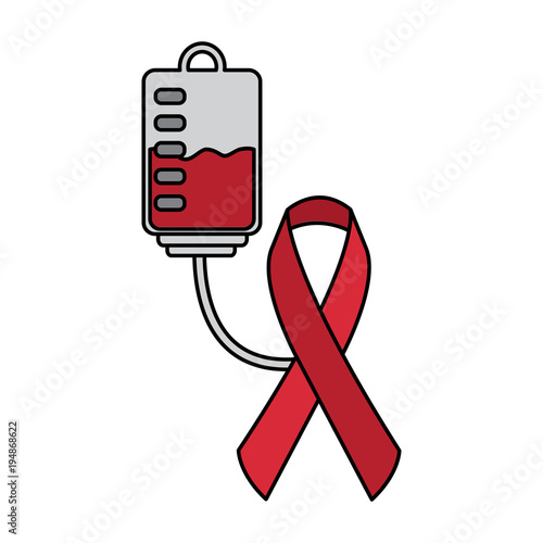 hemophilia plastic blood bag ribbon care vector illustration