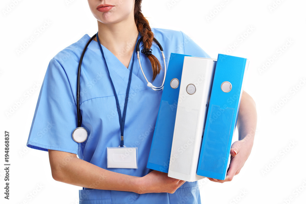 Woman doctor isolated over white background Woman doctor isolated over white background