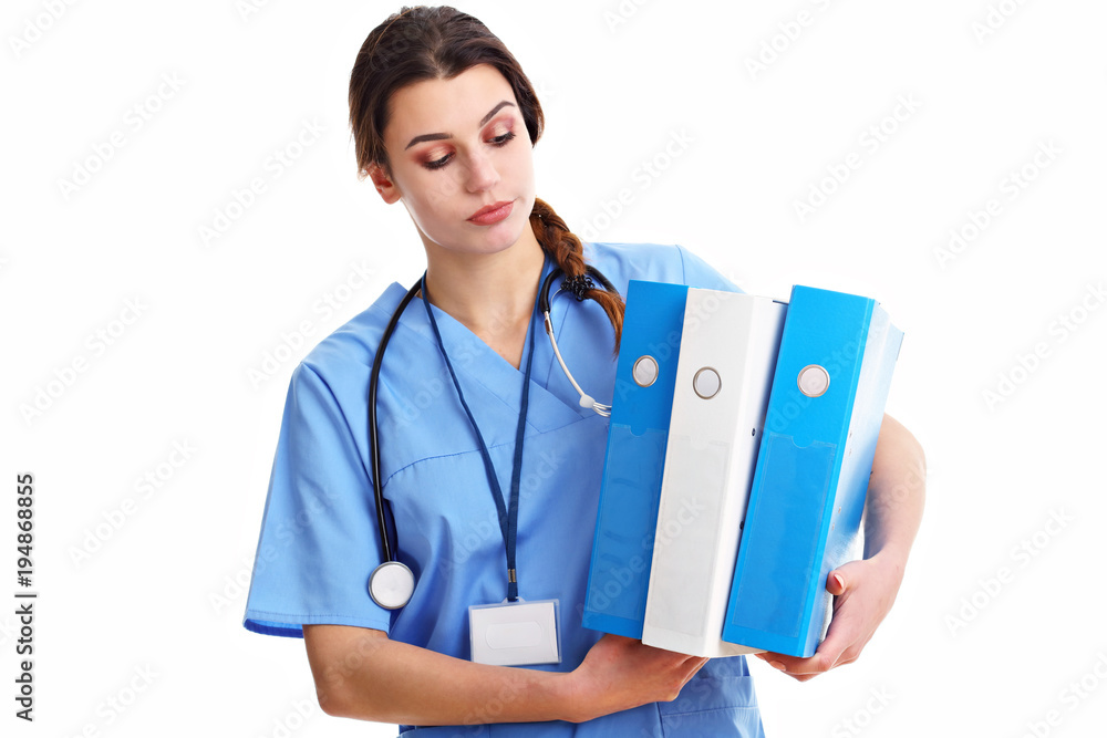 Woman doctor isolated over white background Woman doctor isolated over white background