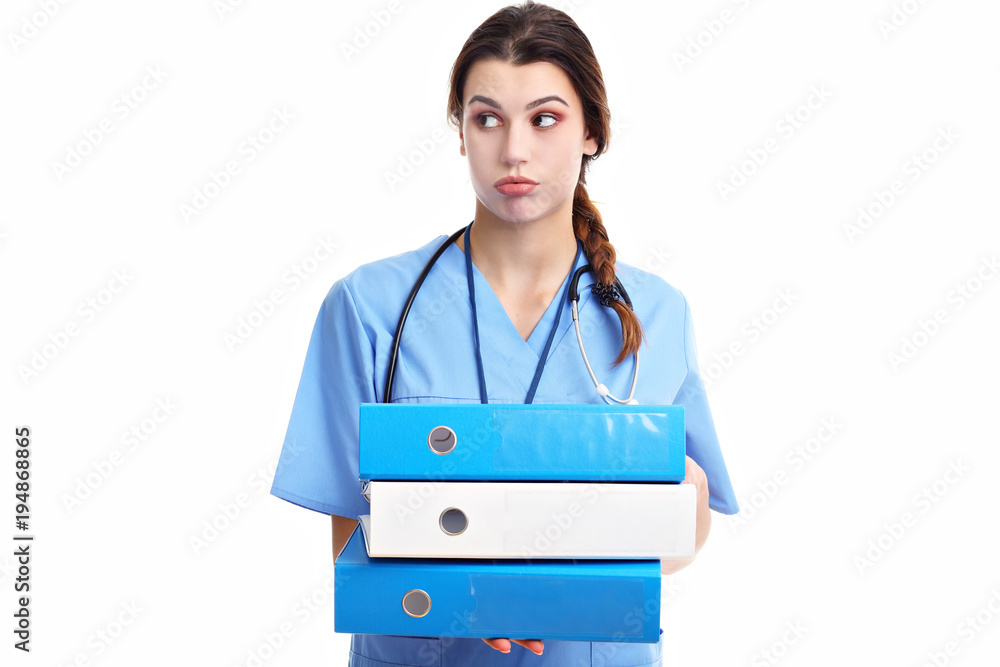 Woman doctor isolated over white background Woman doctor isolated over white background