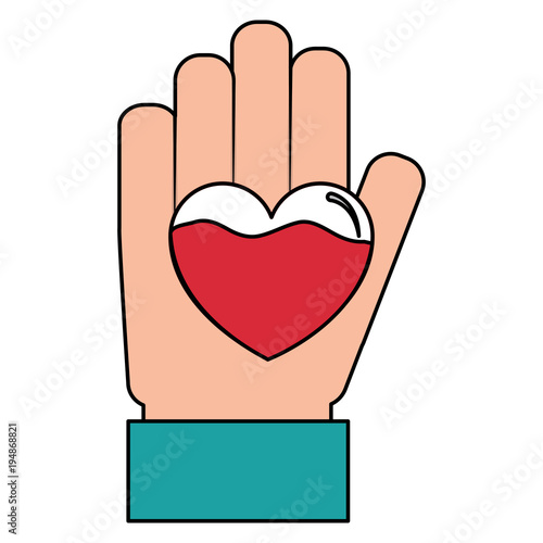 hand heart blood hemophilia support care symbol vector illustration