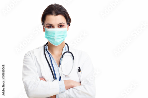 Woman doctor isolated over white background