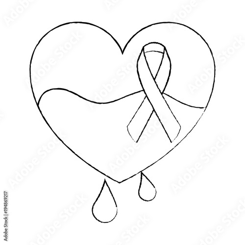 hemophilia heart blood and ribbon card vector illustration