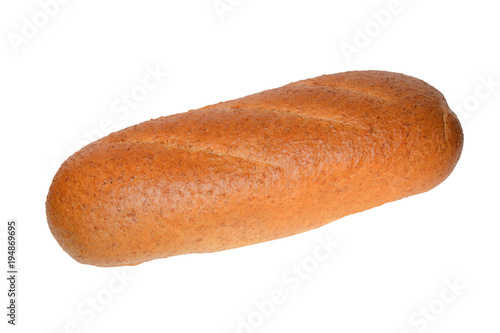 White bread loaf with bran isolated on white background