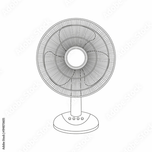  Table fan, thin line style. isolated on white background