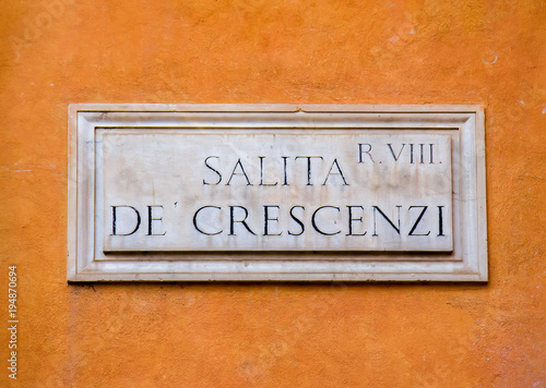 Street sign in Rome, Italy