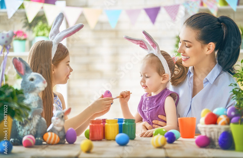 Family preparing for Easter