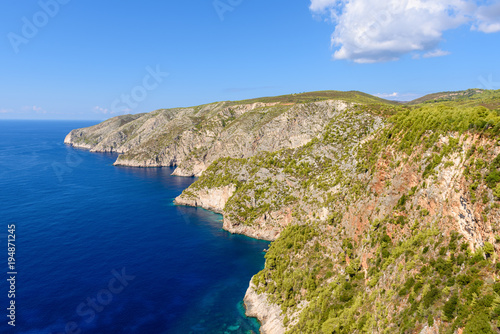 View of beautiful coastline in Porto Schiza on Zakynthos island. Greece.