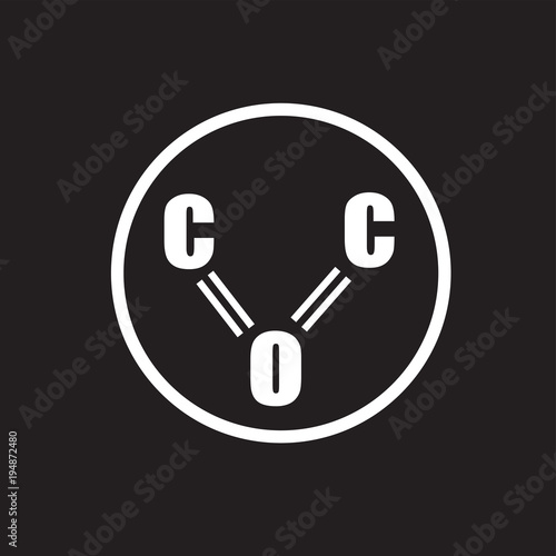 carbon monoxide icon,flat vector sign isolated on black background. Simple vector illustration for graphic and web design.