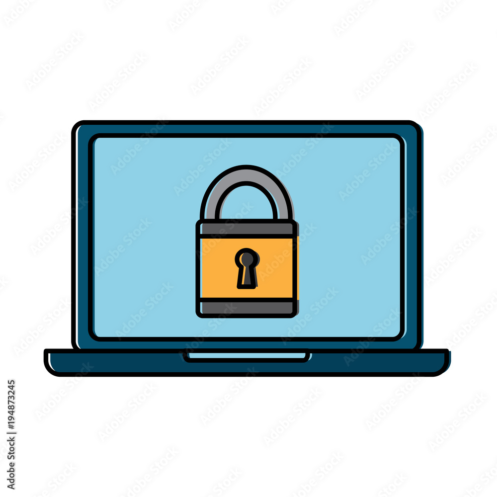 laptop computer security padlock technology cyber vector illustration laptop computer security padlock technology cyber vector illustration