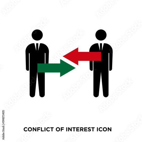 conflict of interest icon,flat vector sign isolated on white background. Simple vector illustration for graphic and web design.