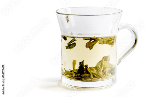 glass green tea isloted white background photo