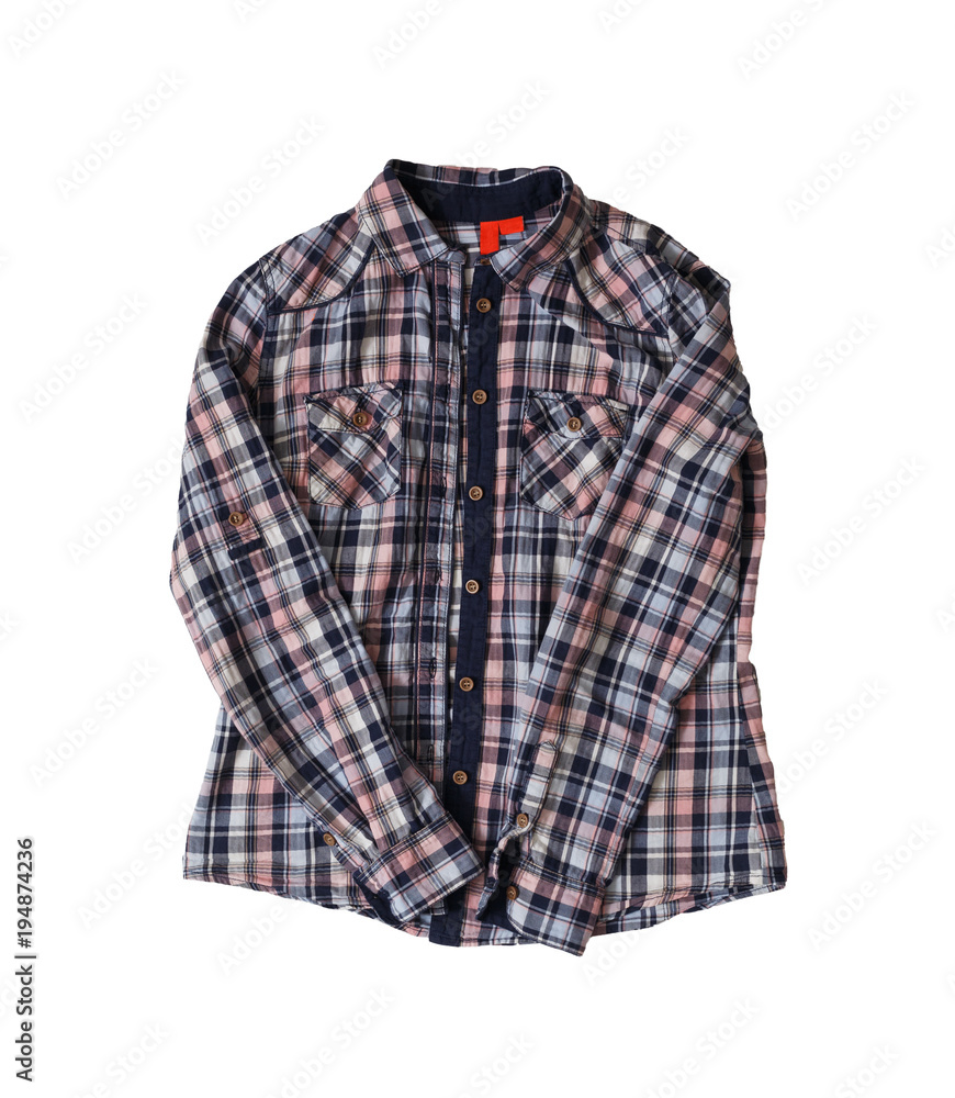 Female checkered shirt, isolated on white Female checkered shirt, isolated on white