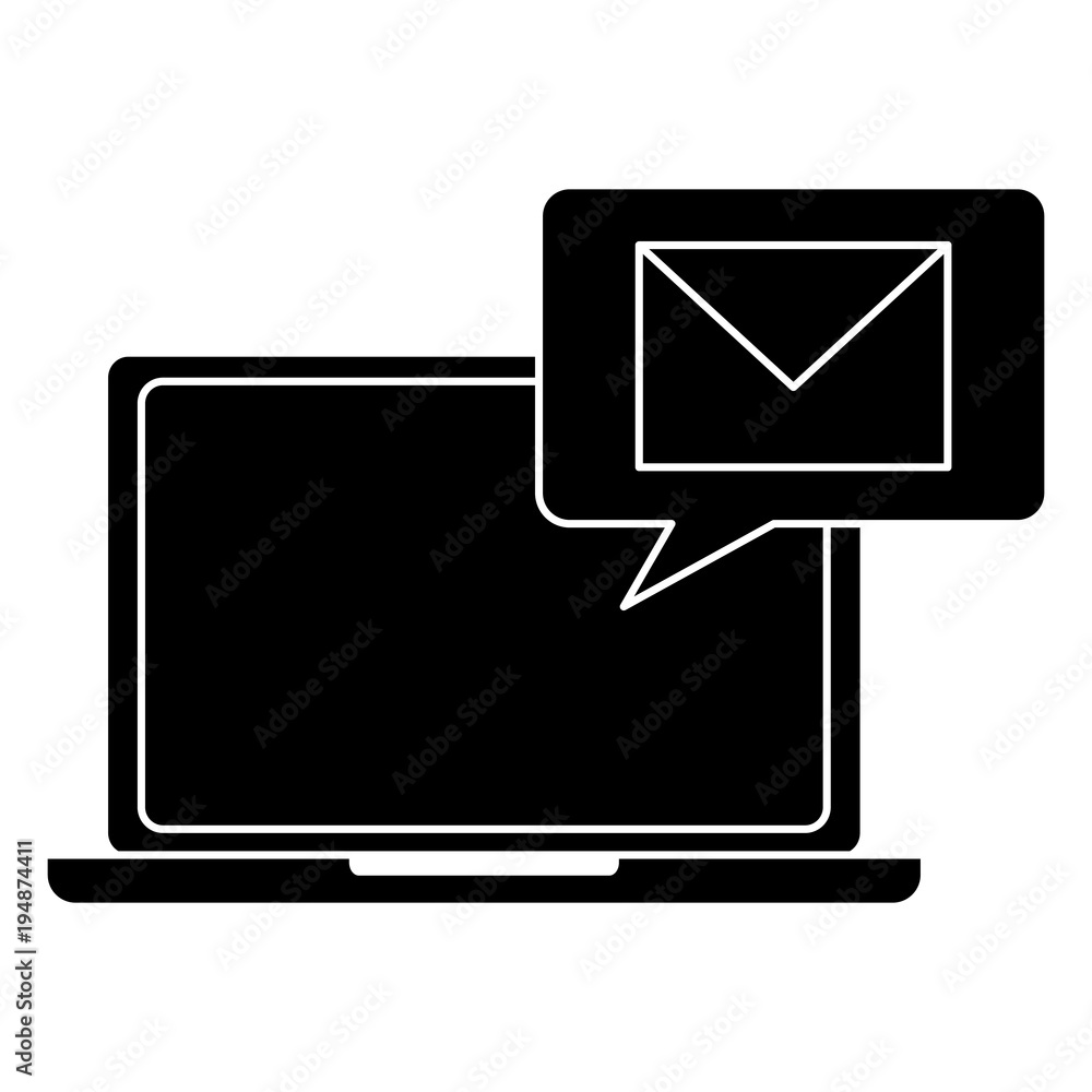 laptop device receiving message chat vector illustration pictogram design laptop device receiving message chat vector illustration pictogram design