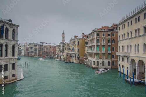 Beautiful Venice covered by snow in winter, Italy
