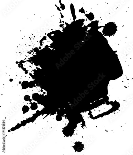 Abstract black ink blot background. Vector illustration. Grunge texture for cards and flyers design. Digital brushe