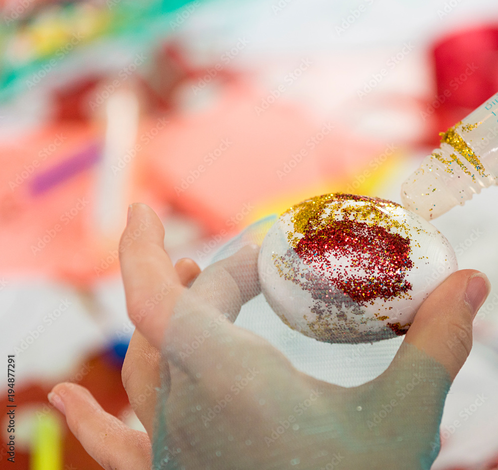 Fototapeta premium Easter eggs painting and preparing for celebration