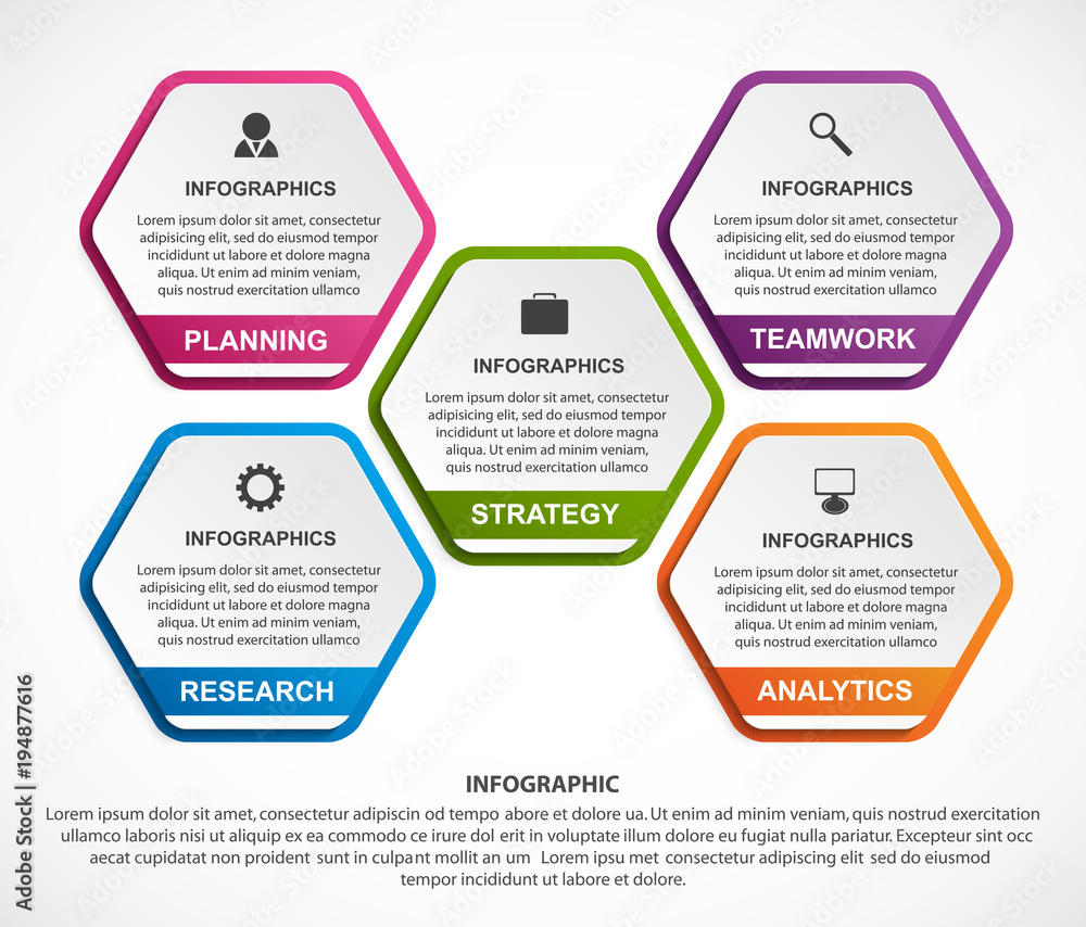 Hexagon options infographics template. Infographics for business presentations or information banner. Hexagon options infographics template. Infographics for business presentations or information banner.