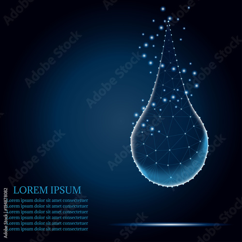 Polygonal water or collagen , blue, mesh 3