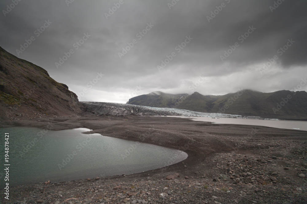 Vatnajokull at Skaftafell park gloomy day Vatnajokull at Skaftafell park gloomy day