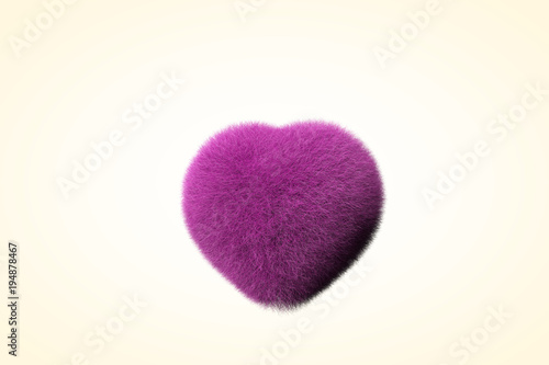 3d illustration of an abstract pink heart on a light yellow background.
