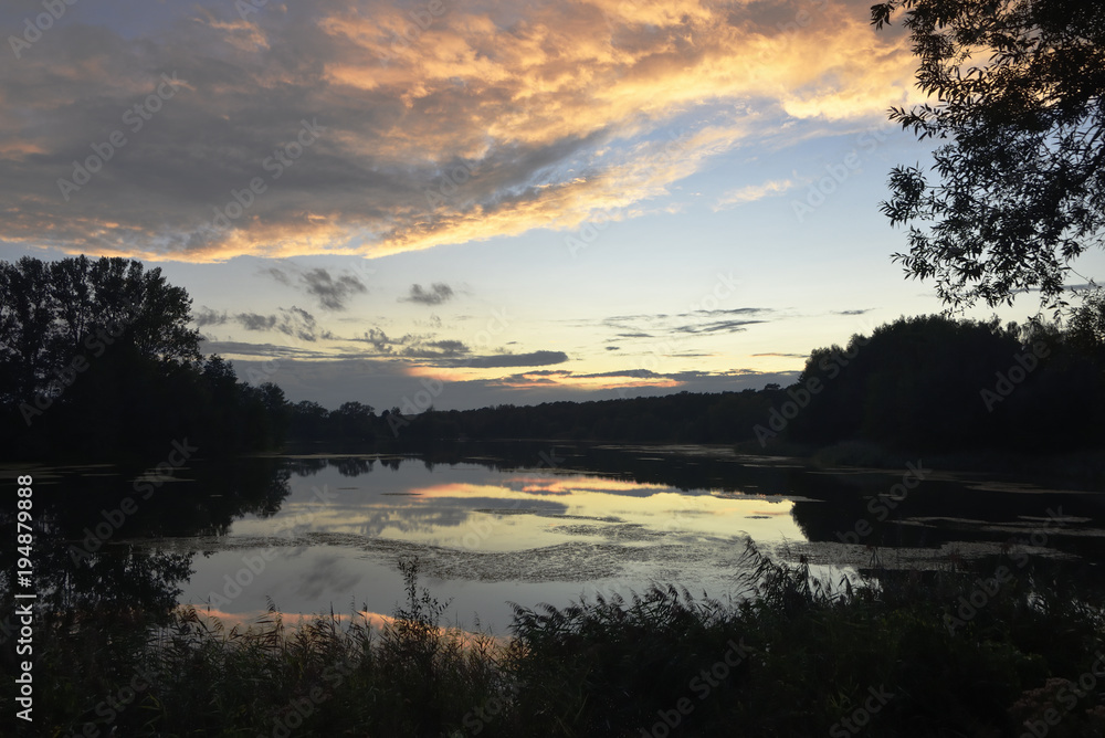 Obraz premium Abendstimmung am See, Evening mood at the lake