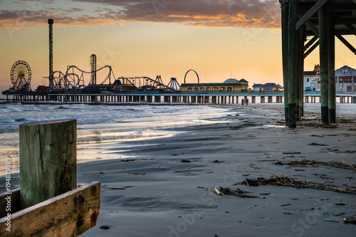 Low tide on Galveston beach.