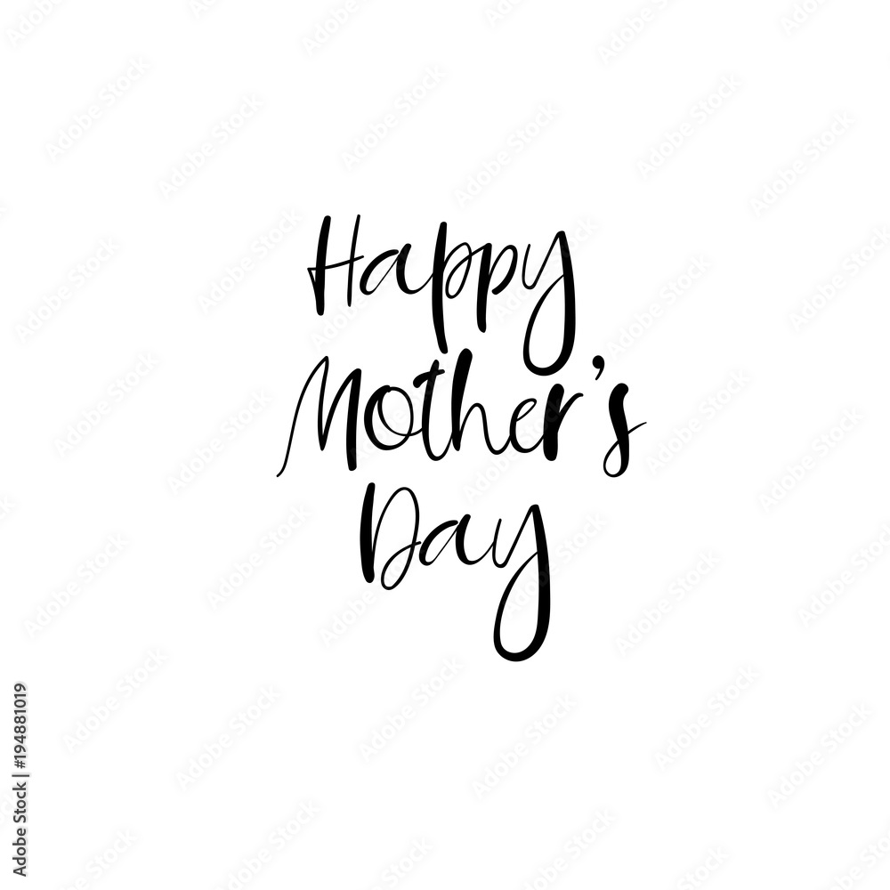 Obraz premium Happy Mother's day postcard. Holiday hand lettering greeting card. Modern calligraphy. Isolated on white background.