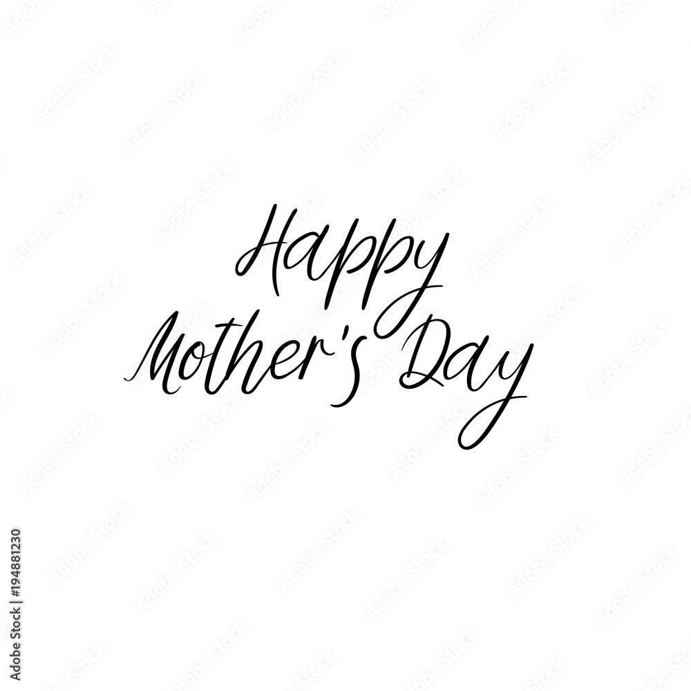 Happy Mother's day postcard. Holiday hand lettering greeting card. Modern calligraphy. Isolated on white background.