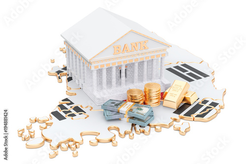 Banking system in South Korea concept. 3D rendering © alexlmx