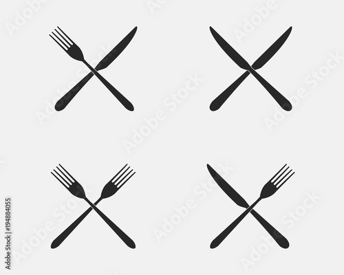 Set of restaurant icons. Fork and knife icons isolated on a white background