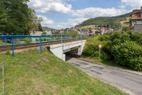 Railway viaduct in small Polish town