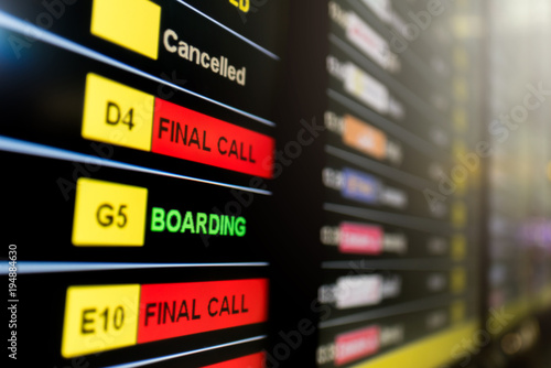 Canvastavla electronic flight information board