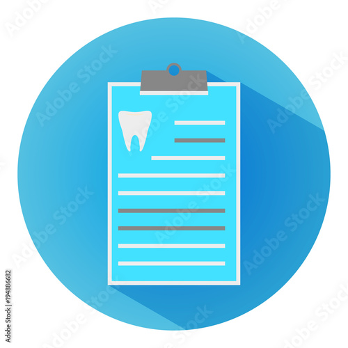 Dentall clinic report, modern flat blue icon with long shadow