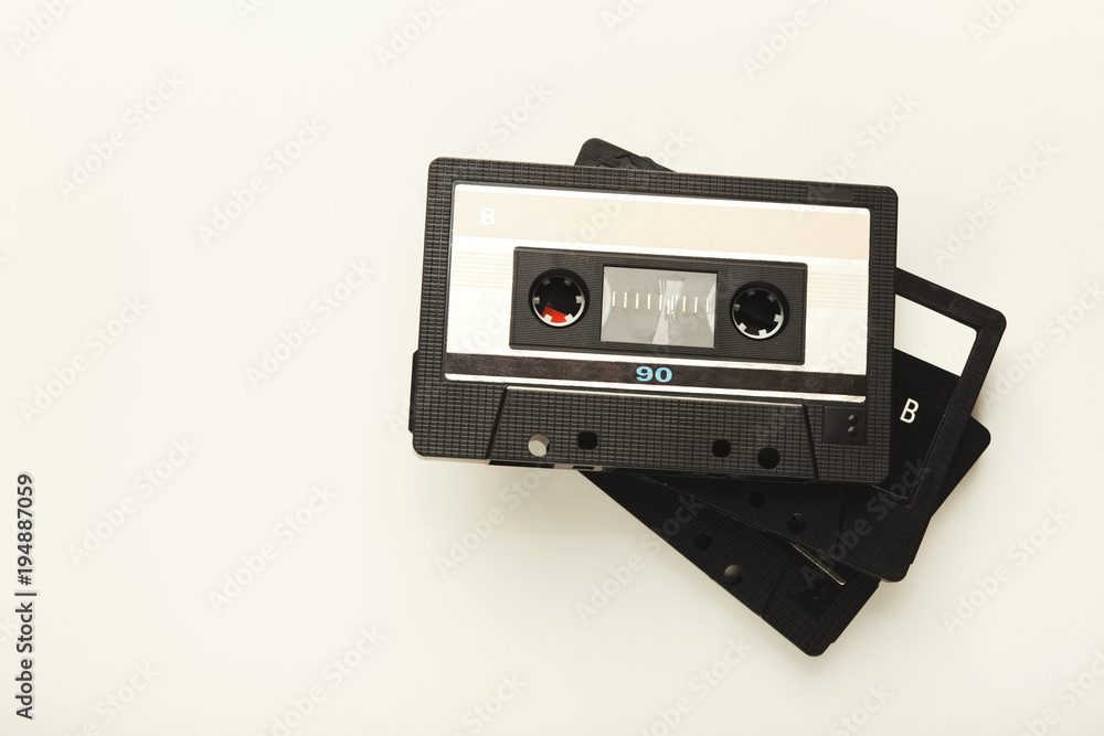 Fototapeta premium Vintage audio cassettes isolated on white background