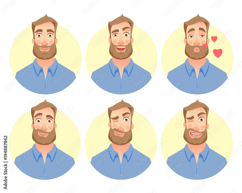 cheerful face of man - set cheerful face of man - set